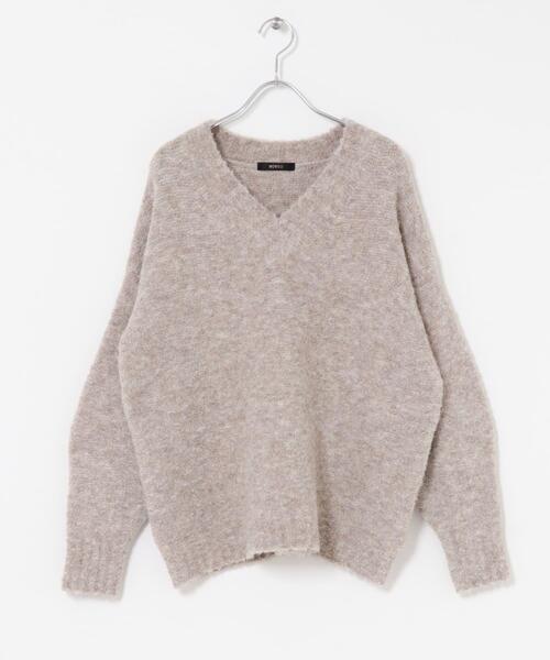 URBAN RESEARCH ROSSO WOMEN(アーバンリサーチ ロッソ)の「『WEB限定』Vネックカーブスリーブニット(ニット/セーター・レディース・ピンク系その他/チャコールグレー/モカ・FREE)」の8枚目の写真