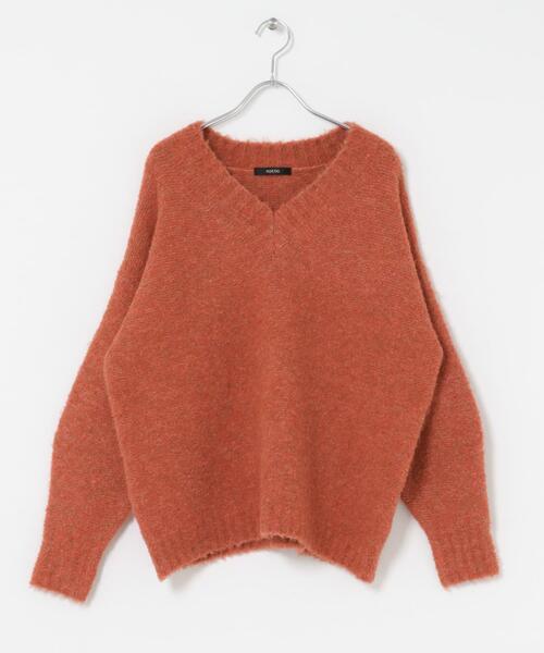 URBAN RESEARCH ROSSO WOMEN(アーバンリサーチ ロッソ)の「『WEB限定』Vネックカーブスリーブニット(ニット/セーター・レディース・ピンク系その他/チャコールグレー/モカ・FREE)」の16枚目の写真