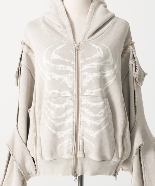 TRAVAS TOKYO（トラバス トウキョウ）の「『TRAVAS TOKYO/トラバス トーキョー』GEDRAJI x TRAVAS TOKYO イラストプリントZIPパーカー（パーカー・レディース・ブラック/ライトベージュ・FREE）」の12枚目の写真