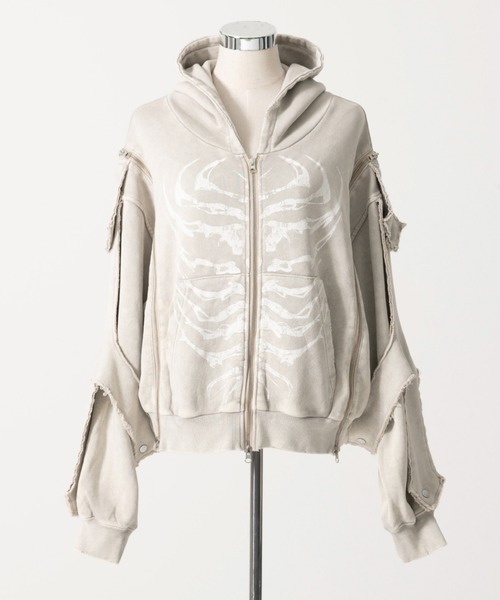 TRAVAS TOKYO（トラバス トウキョウ）の「『TRAVAS TOKYO/トラバス トーキョー』GEDRAJI x TRAVAS TOKYO イラストプリントZIPパーカー（パーカー・レディース・ブラック/ライトベージュ・FREE）」の9枚目の写真