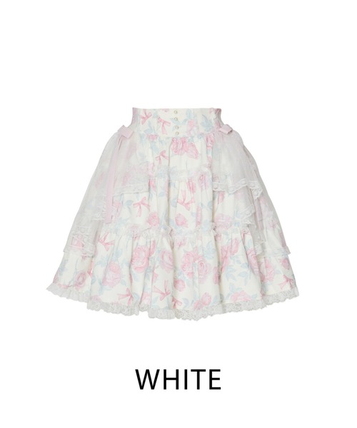 mellfy memory(メルフィーメモリー)の「Rosy Flora tulle Veil skirt(スカート・レディース・ピンク/ホワイト・MEDIUM/SMALL)」の2枚目の写真