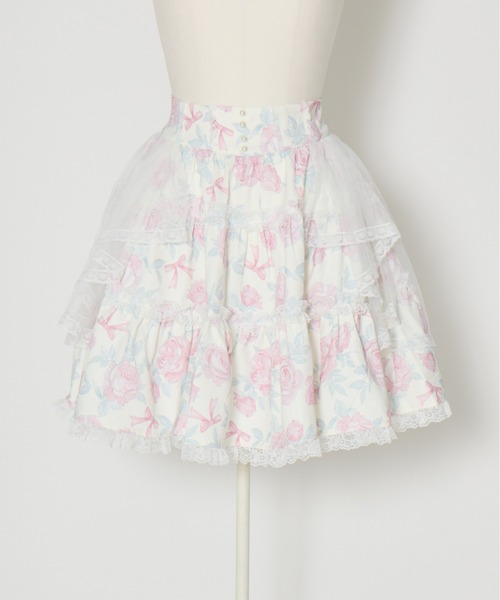 mellfy memory(メルフィーメモリー)の「Rosy Flora tulle Veil skirt(スカート・レディース・ピンク/ホワイト・MEDIUM/SMALL)」の4枚目の写真