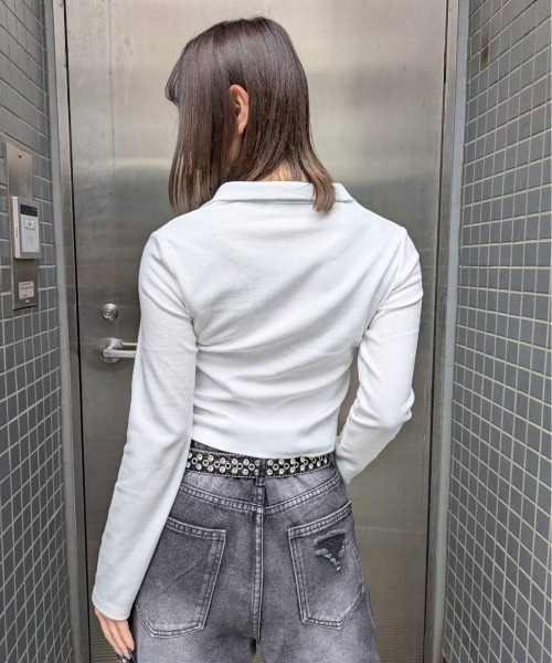.KOM(ドットコム)の「A'GEM/9 × .kom 『.KOM/ドットケーオーエム』Front Pocket Cropped Zip Top/Y2Kフロントポケットクロップドジップトップ(その他トップス・レディース・グレー/アイボリー/ブラック・FREE)」の15枚目の写真