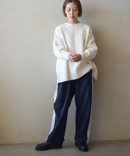 JOURNAL STANDARD LUXE(ジャーナルスタンダード ラックス)の「アランプルオーバー(ニット/セーター・レディース・ホワイト/ネイビー・FREE)」の5枚目の写真