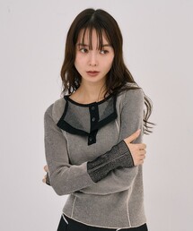 UNITED TOKYO | Wカラーレイヤーニット|ウォッシャブル/オフィスカジュアル/細見え/春服(ニット/セーター)