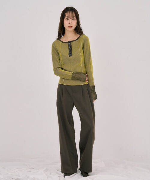 UNITED TOKYO（ユナイテッドトウキョウ）の「Wカラーレイヤーニット｜ウォッシャブル/オフィスカジュアル/細見え/春服（ニット/セーター・レディース・ブラック/イエロー/ライトブルーグレー・FREE）」の17枚目の写真