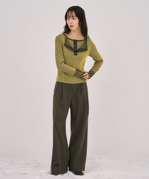 UNITED TOKYO（ユナイテッドトウキョウ）の「Wカラーレイヤーニット｜ウォッシャブル/オフィスカジュアル/細見え/春服（ニット/セーター・レディース・ブラック/イエロー/ライトブルーグレー・FREE）」の19枚目の写真