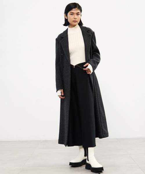 STUDIOUS（ステュディオス）の「【STUDIOUS/ステュディオス】Silk Viscorse Wide Rib KT/シルクビスコースワイドリブニット（ニット/セーター・レディース・ブラウン/ブラック/オフホワイト・FREE）」の9枚目の写真