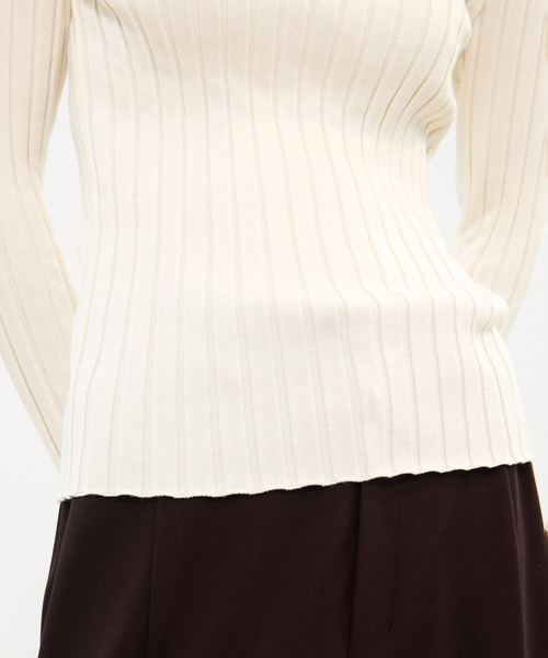 STUDIOUS（ステュディオス）の「【STUDIOUS/ステュディオス】Silk Viscorse Wide Rib KT/シルクビスコースワイドリブニット（ニット/セーター・レディース・ブラウン/ブラック/オフホワイト・FREE）」の22枚目の写真