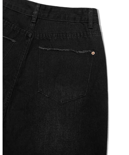 MOAA（モア）の「Fray pocket Wide JEANS (WASHED BLACK)（デニムパンツ・レディース・その他・SMALL/MEDIUM）」の6枚目の写真