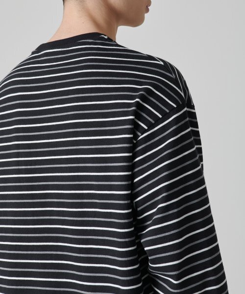 MUSINSA STANDARD（ムシンサスタンダード）の「マルチストライプリラックスド長袖Tシャツ1 [ブラック/ホワイト]（Tシャツ/カットソー・メンズ・その他・MEDIUM/LARGE/X-LARGE/XX-LARGE/SMALL/XXX-LARGE）」の5枚目の写真