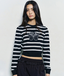 MINI BUTTERFLY SIGNATURE STRIPE KNIT_BLACK