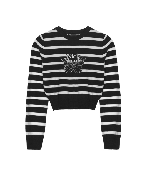 NICK&NICOLE（ニックアンドニコール）の「MINI BUTTERFLY SIGNATURE STRIPE KNIT_BLACK（ニット/セーター・レディース・その他・FREE）」の4枚目の写真