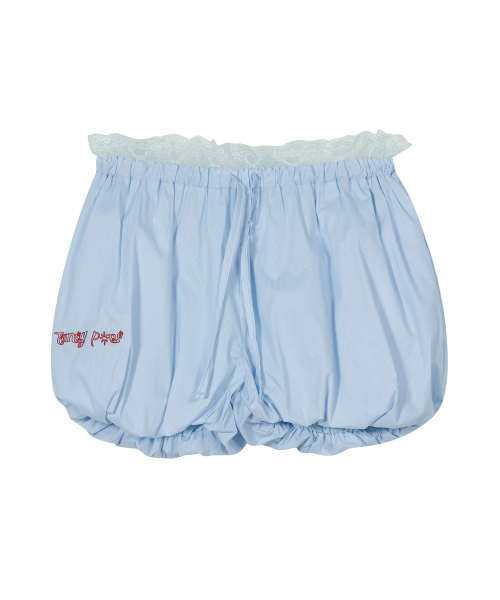 Lace Trim Balloon Shorts [Sky Blue]