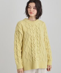 【洗える】冬のコーデを盛り上げる マットモール ケーブルニット