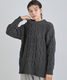 【洗える】冬のコーデを盛り上げる マットモール ケーブルニット