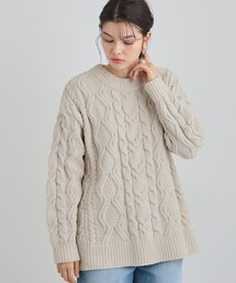 THE SHOP TK  | 【洗える】冬のコーデを盛り上げる マットモール ケーブルニット(ニット/セーター)