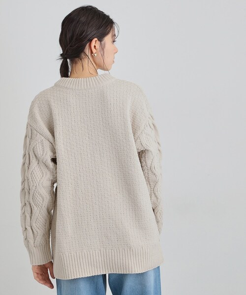 THE SHOP TK （ザ ショップ ティーケー ）の「【洗える】冬のコーデを盛り上げる マットモール ケーブルニット（ニット/セーター・レディース・アイボリー/イエロー系その他/スミクロ・12/13）」の5枚目の写真
