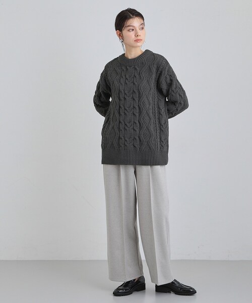 THE SHOP TK （ザ ショップ ティーケー ）の「【洗える】冬のコーデを盛り上げる マットモール ケーブルニット（ニット/セーター・レディース・アイボリー/イエロー系その他/スミクロ・12/13）」の10枚目の写真