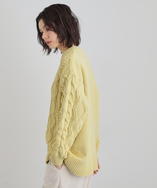 THE SHOP TK （ザ ショップ ティーケー ）の「【洗える】冬のコーデを盛り上げる マットモール ケーブルニット（ニット/セーター・レディース・アイボリー/イエロー系その他/スミクロ・12/13）」の13枚目の写真