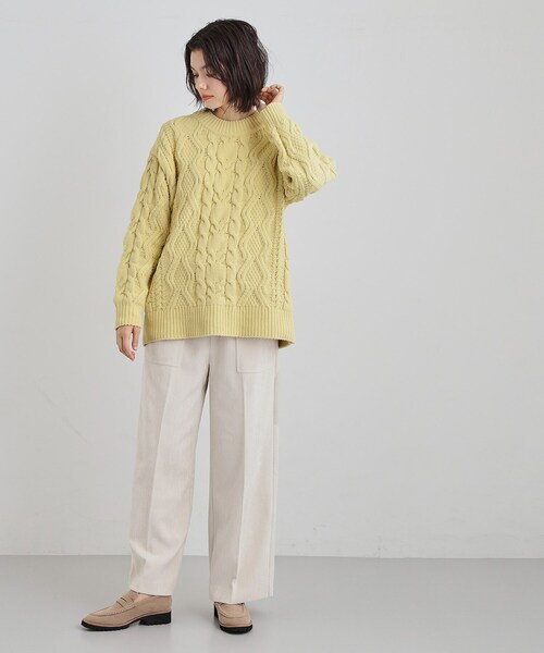 THE SHOP TK （ザ ショップ ティーケー ）の「【洗える】冬のコーデを盛り上げる マットモール ケーブルニット（ニット/セーター・レディース・アイボリー/イエロー系その他/スミクロ・12/13）」の14枚目の写真
