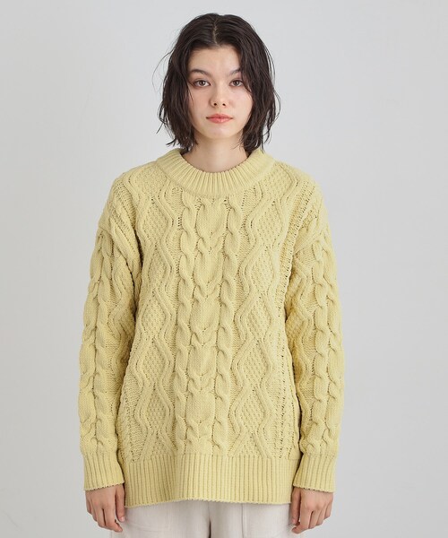 THE SHOP TK （ザ ショップ ティーケー ）の「【洗える】冬のコーデを盛り上げる マットモール ケーブルニット（ニット/セーター・レディース・アイボリー/イエロー系その他/スミクロ・12/13）」の16枚目の写真
