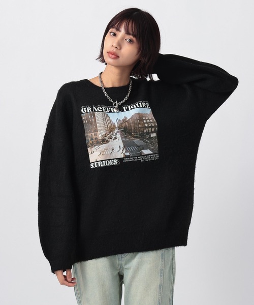 PAGEBOY（ページボーイ）の「フォトプリントニットプルオーバー（ニット/セーター・レディース・ブラック/グレー/レッド・FREE）」の8枚目の写真