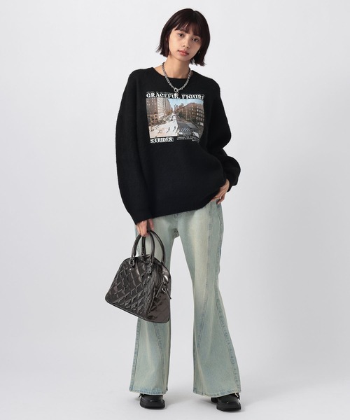 PAGEBOY（ページボーイ）の「フォトプリントニットプルオーバー（ニット/セーター・レディース・ブラック/グレー/レッド・FREE）」の5枚目の写真