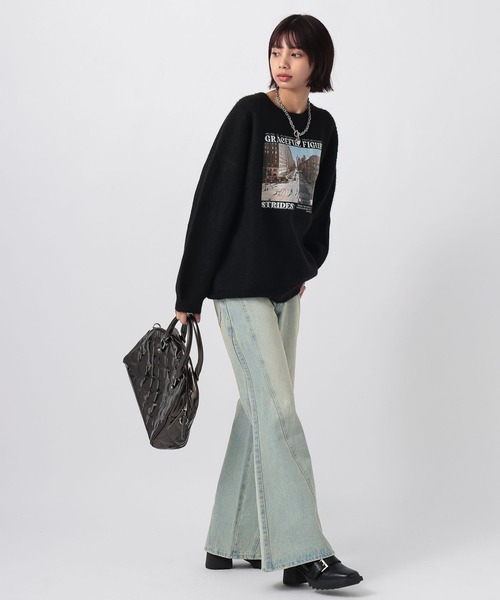 PAGEBOY（ページボーイ）の「フォトプリントニットプルオーバー（ニット/セーター・レディース・ブラック/グレー/レッド・FREE）」の6枚目の写真