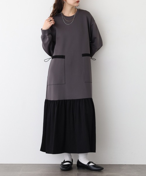 Anna Nicola(アンナニコラ)の「Anna Nicola ライトダンボールティアードワンピース(ワンピース・レディース・ブラック/チャコールグレー/モカ・38)」の8枚目の写真