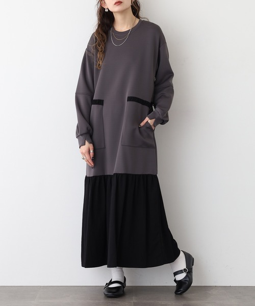 Anna Nicola(アンナニコラ)の「Anna Nicola ライトダンボールティアードワンピース(ワンピース・レディース・ブラック/チャコールグレー/モカ・38)」の9枚目の写真