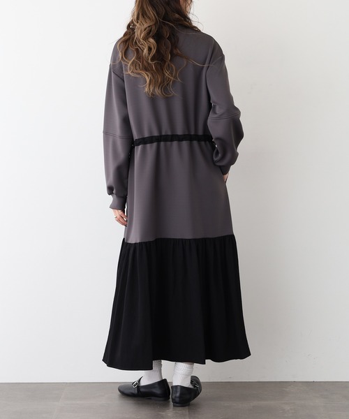 Anna Nicola(アンナニコラ)の「Anna Nicola ライトダンボールティアードワンピース(ワンピース・レディース・ブラック/チャコールグレー/モカ・38)」の10枚目の写真