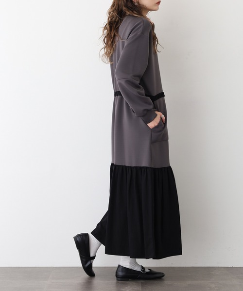 Anna Nicola(アンナニコラ)の「Anna Nicola ライトダンボールティアードワンピース(ワンピース・レディース・ブラック/チャコールグレー/モカ・38)」の11枚目の写真