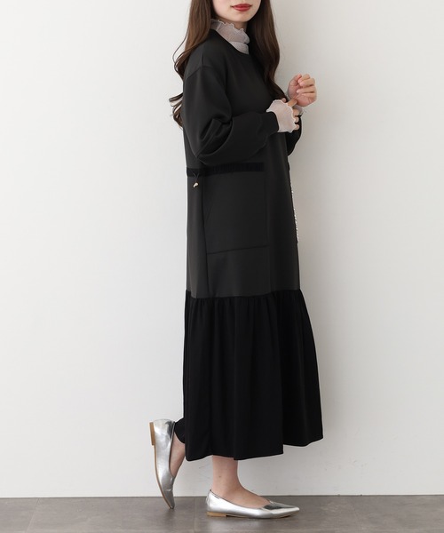 Anna Nicola(アンナニコラ)の「Anna Nicola ライトダンボールティアードワンピース(ワンピース・レディース・ブラック/チャコールグレー/モカ・38)」の7枚目の写真