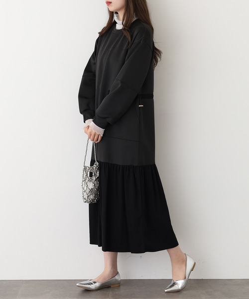 Anna Nicola(アンナニコラ)の「Anna Nicola ライトダンボールティアードワンピース(ワンピース・レディース・ブラック/チャコールグレー/モカ・38)」の5枚目の写真