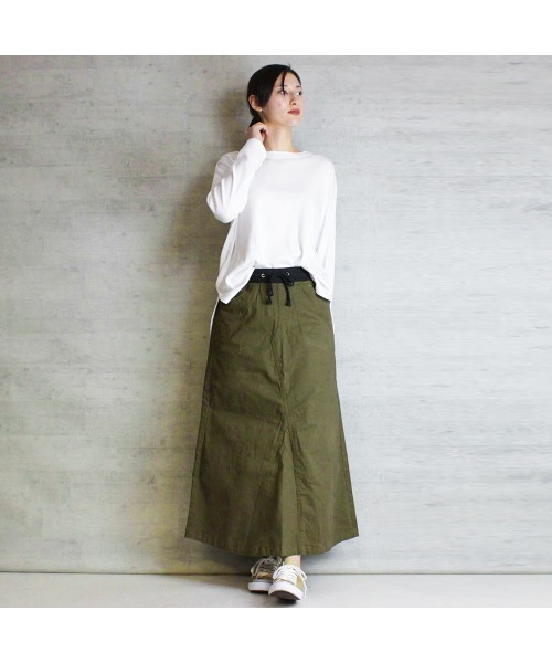 aity（アイティ）の「ウエストリブ ストレッチツイルロングスカート 無地（スカート・レディース・ブラック/カーキ/ベージュ・M/L/LL/3L/4L）」の5枚目の写真