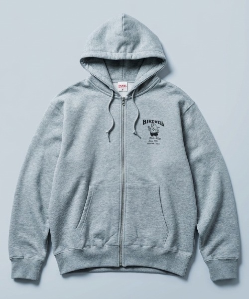 BIRDWELL(バードウェル)の「【BIRDWELL/バードウェル】61 ZIP HOODIE-JP 日本別注 ブランドロゴ バックプリント ジップアップパーカー フーディー(パーカー・メンズ・ブラック/ネイビー/ヘザーグレー・LARGE/MEDIUM/X-LARGE/SMALL)」の1枚目の写真