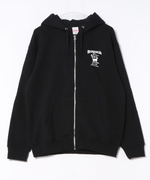 BIRDWELL(バードウェル)の「【BIRDWELL/バードウェル】61 ZIP HOODIE-JP 日本別注 ブランドロゴ バックプリント ジップアップパーカー フーディー(パーカー・メンズ・ブラック/ネイビー/ヘザーグレー・LARGE/MEDIUM/X-LARGE/SMALL)」の4枚目の写真