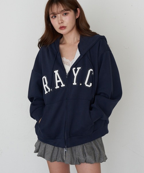 RAY CASSIN(レイカズン)の「ロゴフードパーカー(パーカー・レディース・ネイビー/ホワイト/グレー・S/M)」の16枚目の写真