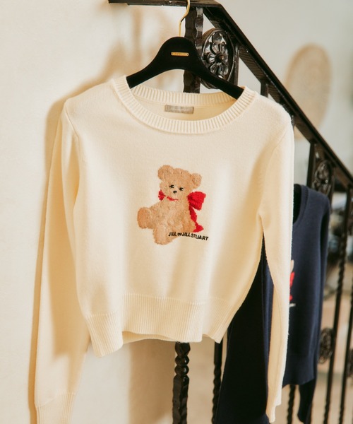 JILL by JILL STUART(ジルバイジルスチュアート)の「◇<BEARシリーズ>インターシャニット(ニット/セーター・レディース・ホワイト/ネイビー/グレー・FREE)」の2枚目の写真