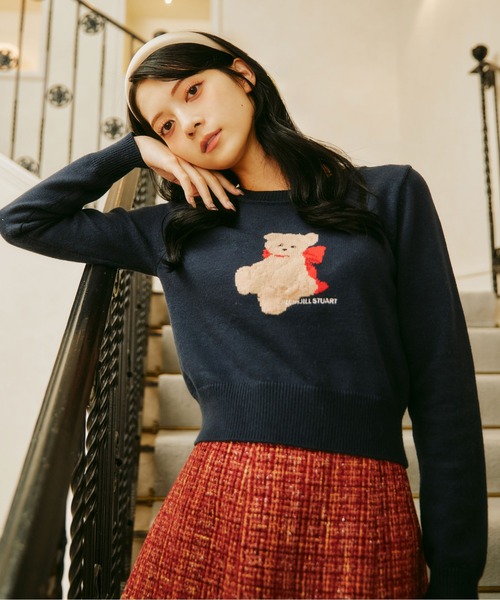 JILL by JILL STUART(ジルバイジルスチュアート)の「◇<BEARシリーズ>インターシャニット(ニット/セーター・レディース・ホワイト/ネイビー/グレー・FREE)」の4枚目の写真