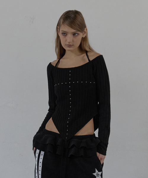 SETUP-EXE(セットアップイーエックスイー)の「WESTERN CROSS TOP / BLACK(Tシャツ/カットソー・レディース・その他・OS)」の1枚目の写真