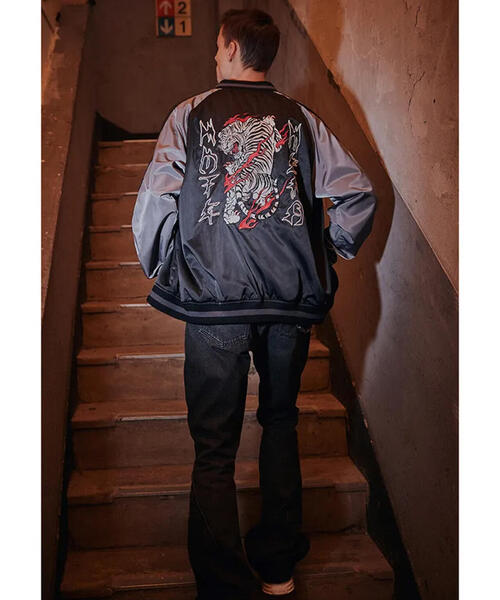 NOT4NERD(ノットフォーナード)の「NOT4NERD/ノットフォーナード/Tiger Satin Blouson Jacket(スカジャン・メンズ・ブラック/ネイビー・XL/M/L)」の8枚目の写真