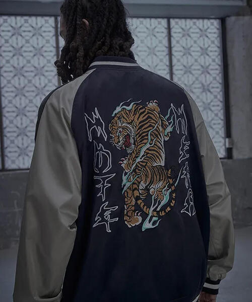 NOT4NERD(ノットフォーナード)の「NOT4NERD/ノットフォーナード/Tiger Satin Blouson Jacket(スカジャン・メンズ・ブラック/ネイビー・XL/M/L)」の20枚目の写真