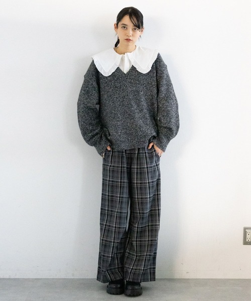 RAGEBLUE（レイジブルー）の「メランジVニットプルオーバー（ニット/セーター・レディース・グレー/ブルー/ブラック/グリーン/ピンク・FREE）」の11枚目の写真