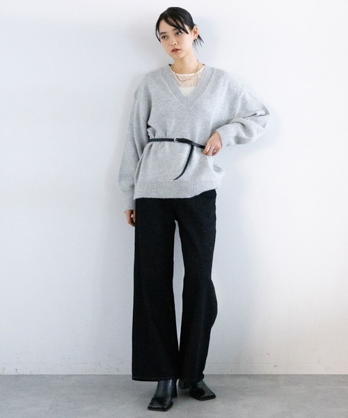 RAGEBLUE（レイジブルー）の「メランジVニットプルオーバー（ニット/セーター・レディース・グレー/ブルー/ブラック/グリーン/ピンク・FREE）」の16枚目の写真