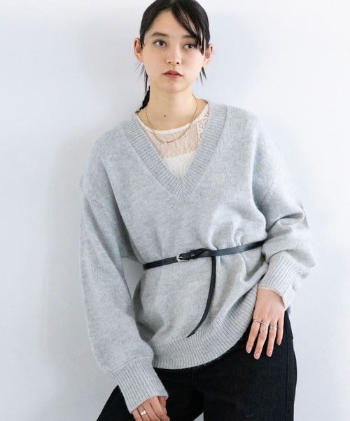 RAGEBLUE（レイジブルー）の「メランジVニットプルオーバー（ニット/セーター・レディース・グレー/ブルー/ブラック/グリーン/ピンク・FREE）」の18枚目の写真