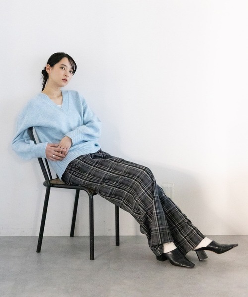 RAGEBLUE（レイジブルー）の「メランジVニットプルオーバー（ニット/セーター・レディース・グレー/ブルー/ブラック/グリーン/ピンク・FREE）」の10枚目の写真