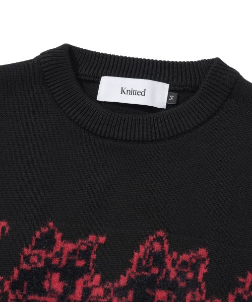 KNITTED（ニッティド）の「[NITTED X QWER DEMO] CAT BAND ROUND KNIT BLACK（ニット/セーター・レディース・その他・MEDIUM/LARGE）」の4枚目の写真