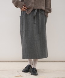 wool-blend tie-waist pocket skirt / ウールブレンドポケットスカート